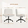 A size chart showing dimensions of a white office chair from front and side views. Produktbild-Vorschau