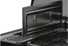 A close-up view of a black appliance, possibly a grill or oven, with a raised panel featuring two arrow symbols. Produktbild-Vorschau