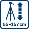 An icon showing a tripod with an adjustable height range indicated by arrows and numbers. Anteprima dell’immagine prodotto