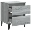 vidaXL Table de nuit avec pieds en métal gris Sonoma Voir les images du produit 5