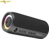 A black cylindrical Bluetooth speaker with a colorful LED ring light on the left end, shown against a white background. Produktbild-Vorschau