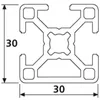 Länge 1980mm - Design-Aluminiumprofil 30x30L 1 Nut verdeckt Produktbild-Vorschau 2