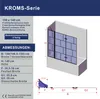 A diagram and specifications for a KROMS-Serie shower enclosure for a bathtub. Produktbild-Vorschau