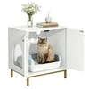 Katzenschrank, 60 cm Katzenklo Schrank, Weiß und Gold | Produktbild-Vorschau 1