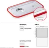 Product information image for a stainless steel food container lid, showing dimensions and material. Anteprima dell’immagine prodotto