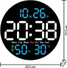A digital clock face displaying time, date, day of the week, temperature, and humidity. Produktbild-Vorschau