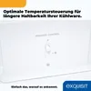 Close-up of a freezer control dial inside a refrigerator, with marketing text overlay. Produktbild-Vorschau