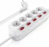 A white power strip with multiple outlets and individual switches, shown on a white background. Anteprima dell’immagine prodotto