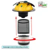 An exploded view of vacuum cleaner filters and a vacuum cleaner head, showing how they fit together. Náhled obrázku produktu