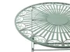 A close-up view of a round, green metal garden table with a sunburst design. Náhľad obrázku produktu