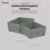 Two fabric storage boxes are shown, one slightly behind and to the side of the other. Text and a logo are overlaid on the image. Produktbild-Vorschau
