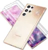 A gold glitter phone case with two screen protectors, showing a pink and purple bokeh pattern underneath. Produktbild-Vorschau