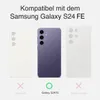 Three smartphones are displayed, with the middle one highlighted as compatible with the Samsung Galaxy S24 FE. Produktbild-Vorschau