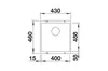A technical drawing of a sink with dimensions indicated. Produktbild-Vorschau
