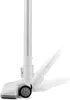 Close-up of the base and lower part of a white vacuum cleaner with a silver extension pole. Produktbild-Vorschau