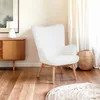 Poltrona moderne de style bergère en tissu bouclé blanc Voir les images du produit 6