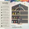 A shelf unit with various toys displayed on it, presented with descriptive text and icons. Produktbild-Vorschau