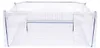 A clear plastic drawer, likely for a refrigerator or freezer, is shown from a front-facing, slightly elevated angle. Produktbild-Vorschau