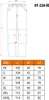 A diagram of pants with a size chart below. Produktbild-Vorschau