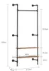 Maßzeichnung der SoBuy Wandgarderobe KLS20-SCH: 220x91.5 cm mit 3 Holzablagen Productafbeelding-voorbeeld