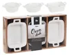A set of three white ceramic oven dishes in a cardboard box packaging. Náhled obrázku produktu