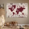 MuchoWow® Poster Weltkarte - Rot - Blumen 180x120 cm - Produktbild-Vorschau 6