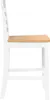 A side view of a white bar stool with a wooden seat. Náhled obrázku produktu