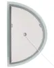 The back of a semi-circular mirror with a white backing and a hanging wire. The mirror has a gray border. Náhľad obrázku produktu