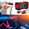 A collage of images showing a car battery charger and its use. Podgląd zdjęcia produktu
