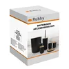 A product box for a bathroom accessories set, showing an image of the included items. Voir les images du produit