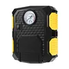 A black and yellow auto air compressor with a pressure gauge and an on/off switch. Náhled obrázku produktu