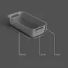 A gray storage basket with dimensions indicated by lines and text. Anteprima dell’immagine prodotto