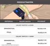A diagram showing how to measure a wrist for a smartwatch band, with a table of product sizes. Produktbild-Vorschau