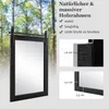 A mirror with a wooden frame is shown in front of a forest background, with close-up diagrams highlighting its features. Podgląd zdjęcia produktu