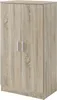 A closed wooden cabinet with two doors and silver handles. Produktbild-Vorschau