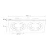 A technical drawing of a black, square, double recessed spotlight with dimensions indicated. Anteprima dell’immagine prodotto