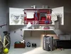 A laundry room with a wall-mounted drying rack and storage cabinet. Anteprima dell’immagine prodotto