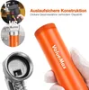 A collage of images showing a grease gun and its components, with marketing text. Produktbild-Vorschau