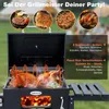 A charcoal grill with food cooking on it, surrounded by marketing text and images of grilled food. Anteprima dell’immagine prodotto
