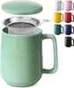 Teetasse mit Sieb und Deckel - Keramik Türkis - Hält Lange Produktbild-Vorschau 1
