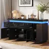 Merax dressoir met LED-verlichting, commode met 2 lades en Productafbeelding-voorbeeld 3