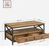 A diagram showing the dimensions of a coffee table with drawers. Náhled obrázku produktu