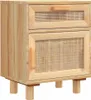 vidaXL Nachttisch Braun Massivholz Kiefer und Natur-Rattan Produktbild-Vorschau 2