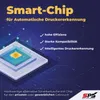 A graphic illustration of a smart chip with circuit board elements and text describing its features. Produktbild-Vorschau