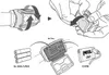 Diagram showing how to insert batteries or a rechargeable battery into a headlamp. Produktbild-Vorschau