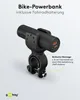 A black bike power bank with a handlebar mount is shown against a white background. Produktbild-Vorschau