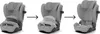 Three images of a car seat showing a progression of adjustment. Náhled obrázku produktu