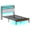 A bed frame with a headboard and LED lighting. Náhled obrázku produktu