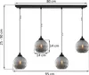 Lampada a sospensione RIFFLE nero 4 luci con globo di vetro Anteprima dell’immagine prodotto 6