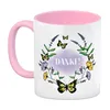 Kaffeebecher Rosa mit motivierenden Worten und Blumenrahmen Produktbild-Vorschau 2